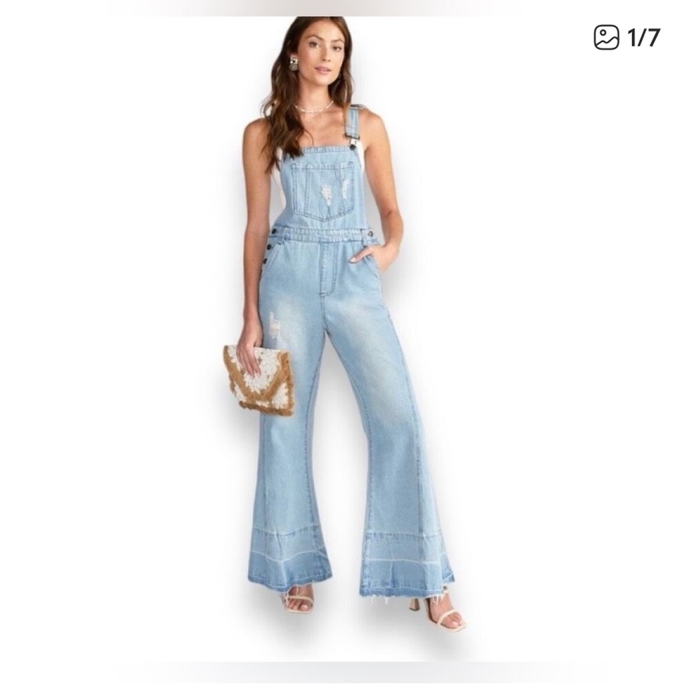 Chic Denim Flare Overalls - Picture 3 of 12